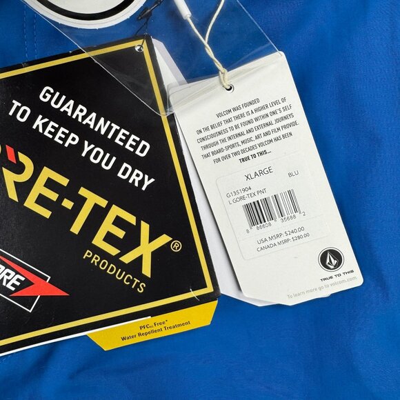 NWT Volcom Gore-Tex Pants Mens XL Snowboard Ski Winter Snow Sports Pant Blue - Picture 4 of 10